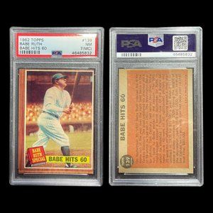 Original-1962 Babe Ruth Topps Hits 60 PSA 7 NM #139 High End Eye Appeal Ruth Spe